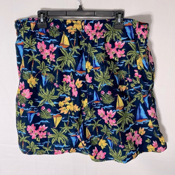 5/$25 Old Navy Tropical Flower Sailboat Print Swim Trunks Shorts XXL - Picture 2 of 12